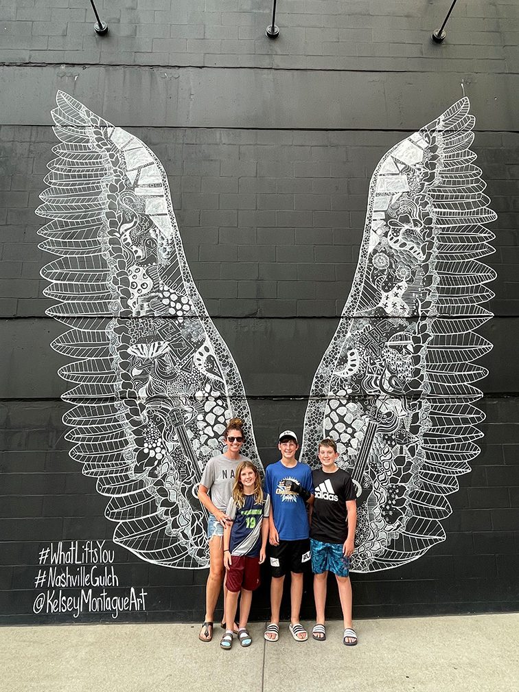 Emily Dolan with her children in Nashville
