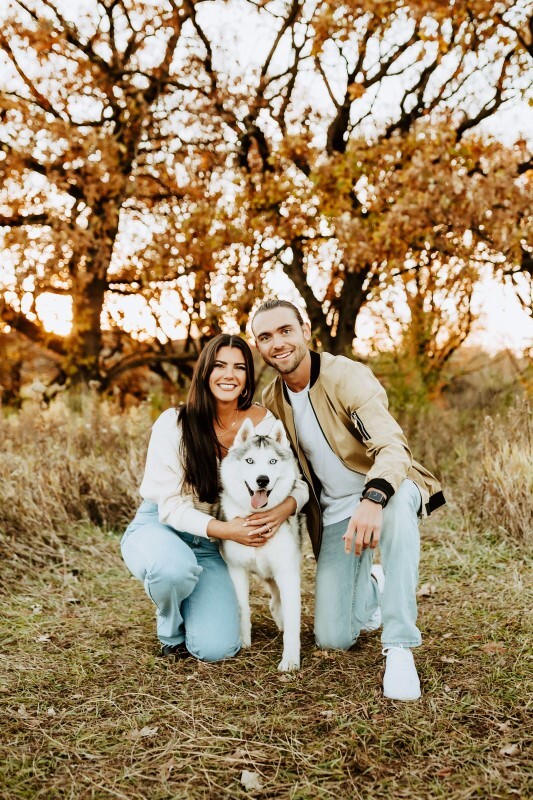 Nelson Moen with his wife and their dog